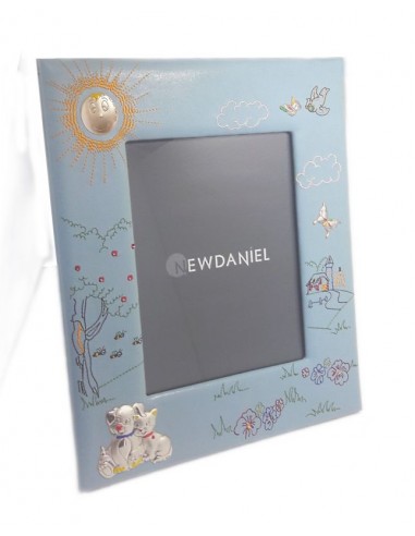 Cornice portafoto Ricamata 20x25 Celeste-Vista sx