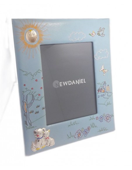 Cornice portafoto Ricamata 20x25 Celeste-Vista sx