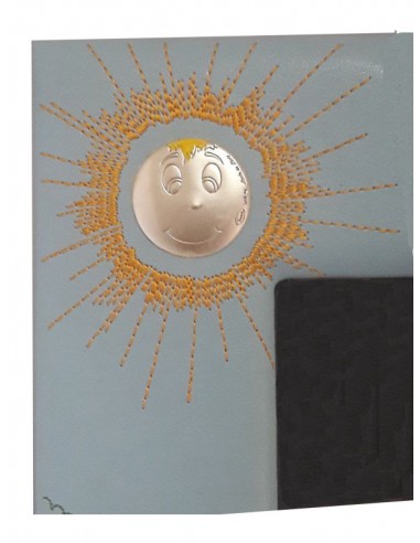 Cornice portafoto Ricamata 20x25 Celeste-Placca in argento sole