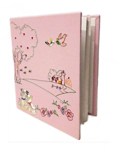 Album-porta-foto-rosa-ricamato-semi-aperto-16112R