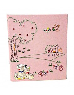 Album-porta-foto-rosa-ricamato-semi-aperto-16112R 2