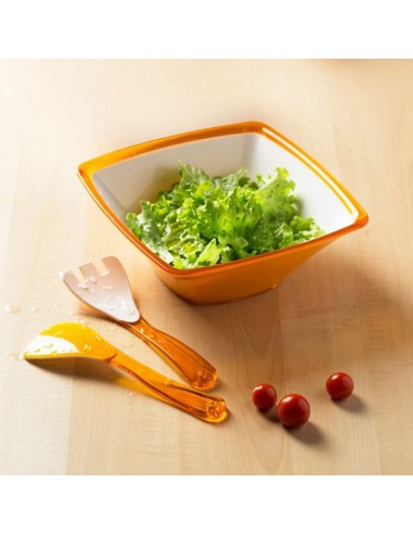 Insalatiera-Square-in-plastica colorata-Gialla-bicolore-da-2,3-litri-con-insalata