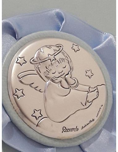 Album-foto-simil-pelle-celeste-Particolare-applicazione-in-argento