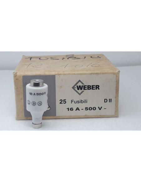 Fusibili Weber a Bottiglia 16A - 500V DII 1221016 vista confezione