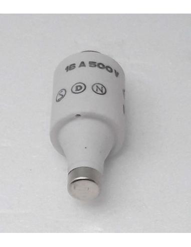 Fusibili Weber a Bottiglia 16A - 500VAC DII - 1221016 - 5x2 Cm, vista orizzontale anteriore