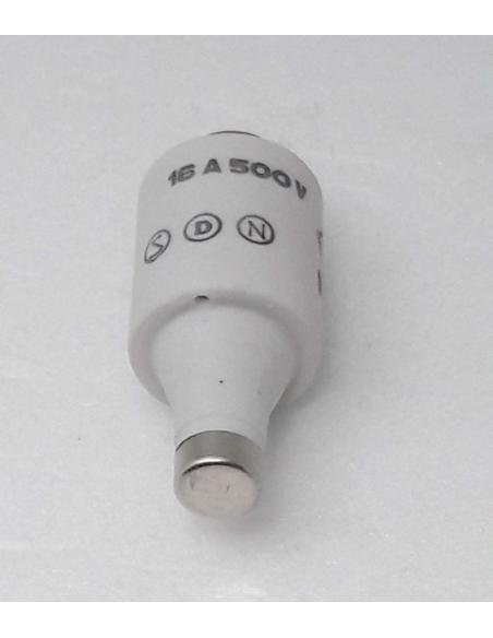 Fusibili Weber a Bottiglia 16A - 500VAC DII - 1221016 - 5x2 Cm, vista orizzontale anteriore