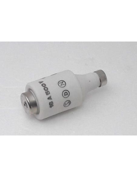 Fusibili Weber a Bottiglia 16A - 500VAC DII - 1221016 - 5x2 Cm, vista orizzontale laterale