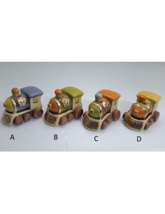 Trenino porcellana decorata 4 colori 5,5x4xh4,5cm
