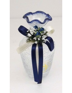 Vasetti in vetro lavorato tipo murano con decorazione fiori