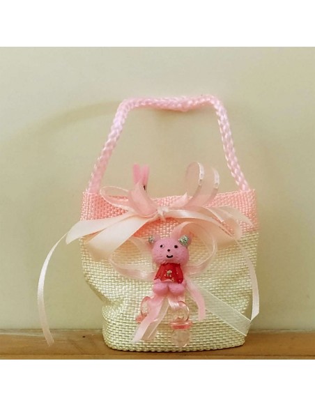 Sacchetto-Borsetta-portaconfetti Rosa-con-pupazzeto-DG6713-R