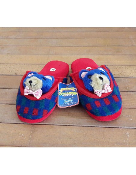 Pantofoline-Bimbo-Rosso/Blu-con-quadretti