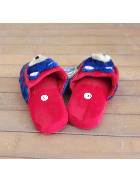 Pantofoline-Bimbo-Rosso/Blu-con-quadretti-2