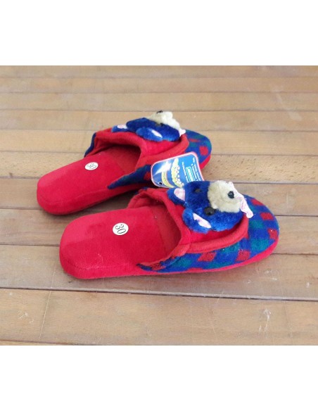 Pantofoline-Bimbo-Rosso/Blu-con-quadretti-3