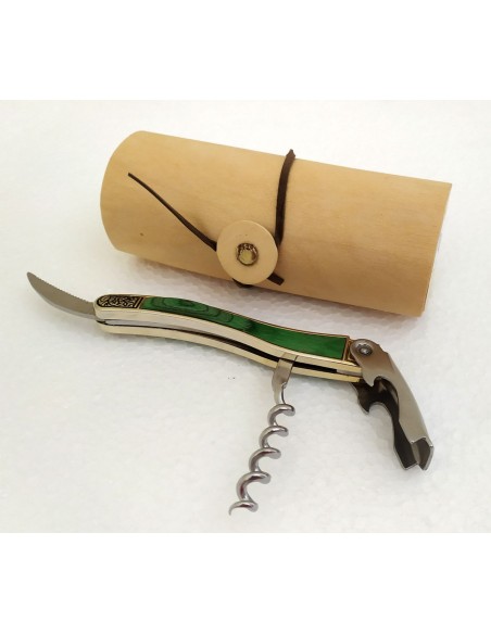 Cavatappi-apribottiglie-metallico-verde-in-astuccio-stile-legno-5