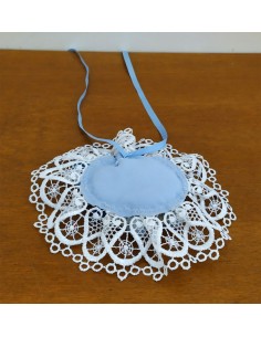 Centrino-nascita-celeste-con-scarpette -in-resina 2