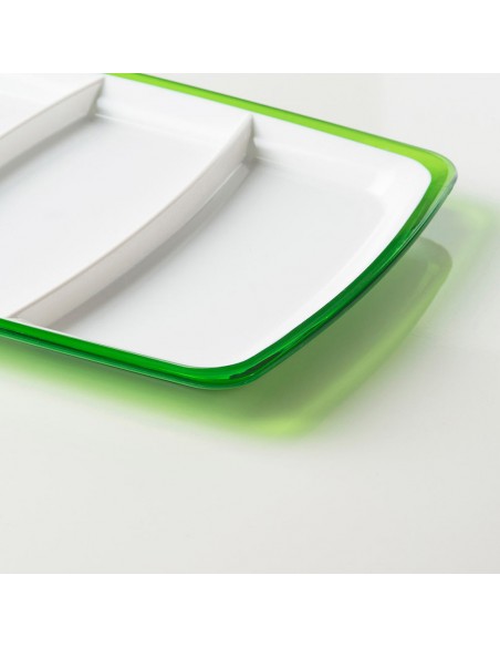 Interno-Antipastiera-rettangolare-Square-28cm-3-scomparti-Verde
