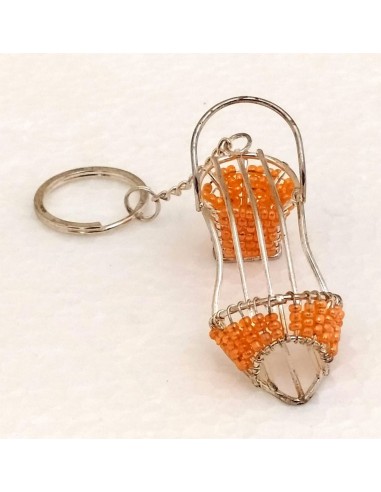 Portachiavi-scarpetta-in-metallo-con-perline-colorate-Arancione-2
