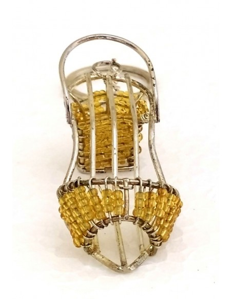 Portachiavi-scarpetta-in-metallo-con-perline-colorate-Gialla-2