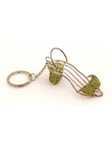 Portachiavi-scarpetta-in-metallo-con-perline-colorate-Verde-1