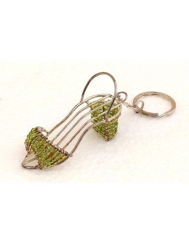 Portachiavi-scarpetta-in-metallo-con-perline-colorate-Verde