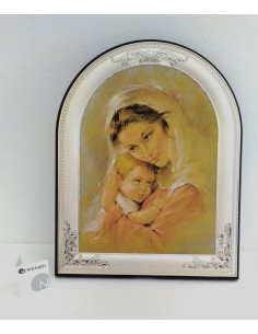 Quadro-Madonna-con-bambino-su-tela-con-cornice-in-argento-bilaminato