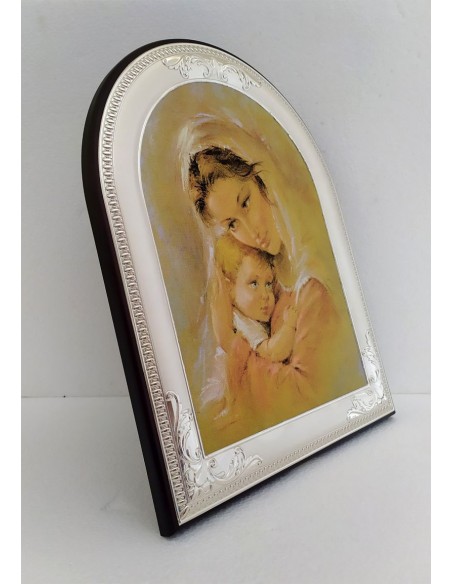 Quadro-Madonna-con-bambino-su-tela-con-cornice-in-argento-bilaminato-2