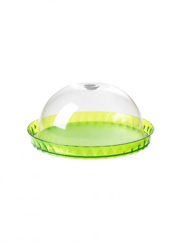 Tortiera-Diamond-porta-dolci-colorata-36-cm-con-campana-salvafreschezza-Verde
