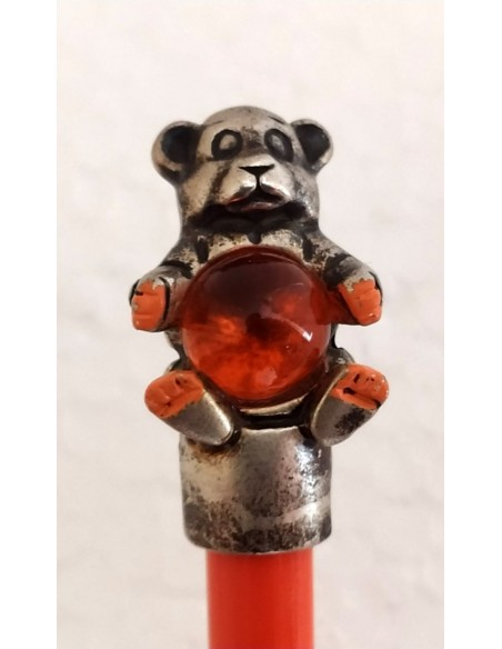 Matita-Arancione-con-Orsetto-placcato-argento-4