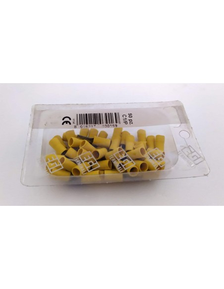 Puntale-capicorda-rotondo-preisolato-Giallo-sezione-2,5-6-mm²-Confezione-da-50-PZ