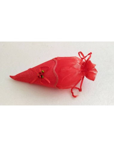 Cono-portaconfetti-laurea-in-tessuto-con-tulle-rosso-e-tirante-2