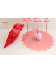 Cono-portaconfetti-laurea-in-tessuto-con-tulle-rosso-e-tirante 2