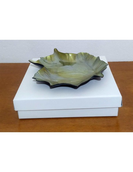 Piatto-Vassoio-foglia-verde-in-vetro-25x25-cm