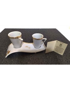 Tazzine-caffe-in-coppia-con-piatto-onda-limoge-bianco-e-oro 2