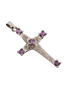 Croce-Argento-con-Swarovski-fucsia-26x5-cm