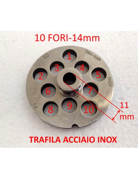 Piastra-trafila-inox-per-tritacarne-elettrico-n°22-foro-da-14-mm