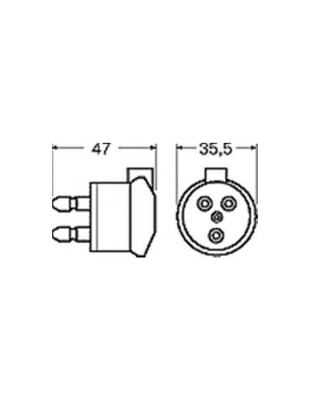 Spina-telefonica-tripolare-bianca-dimensioni