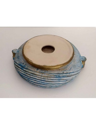 Posacenere-circolare-antichizzato-celeste-oro-Galileo-2000-5