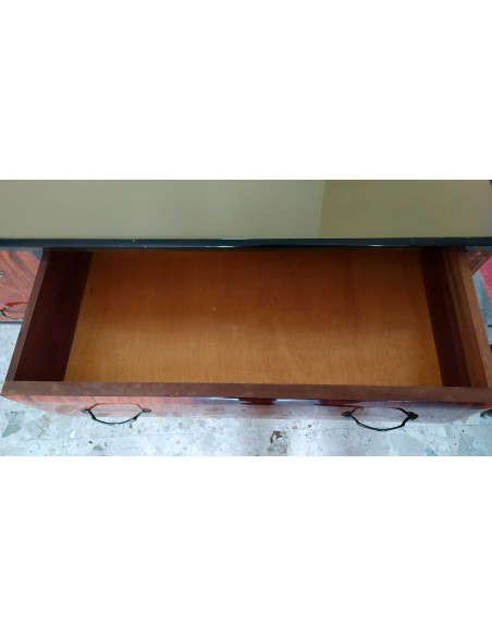 Como-antico-in-legno-lucido-decorato-con-4-cassetti-e-specchio-11