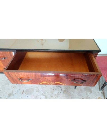 Como-antico-in-legno-lucido-decorato-con-4-cassetti-e-specchio-12