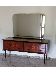 Como-antico-in-legno-lucido-decorato-con-4-cassetti-e-specchio-2
