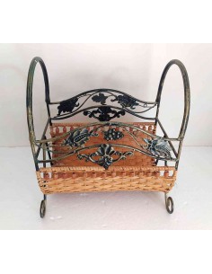 Portariviste-portagiornali-in-ferro-battuto-e-vimini-35x265x39 2