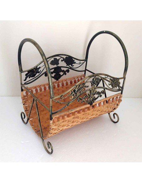 Portariviste-portagiornali-in-ferro-battuto-e-vimini-35x265x39