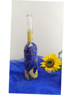Bottiglia-in-vetro-dipinta-con-fiori-blu-e-foglie-oro-1
