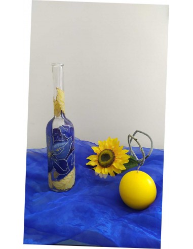 Bottiglia in vetro dipinta a mano con...