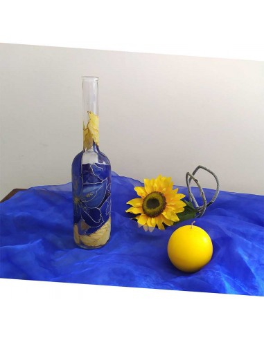 Bottiglia in vetro dipinta a mano con...