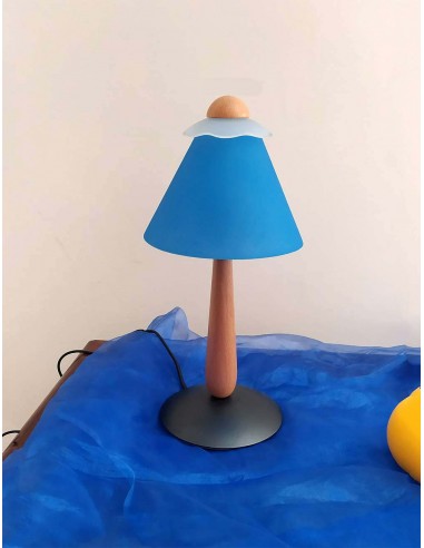 Lumetto-abajur-in-legno-e-metallo-con-paralume-blu-1