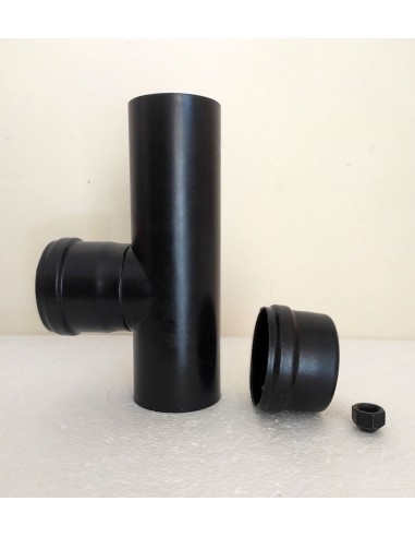 Raccordo-a-T-90°-con-tappo-di-scarico-acciaio-nero-per-stufe-a-pellet-2