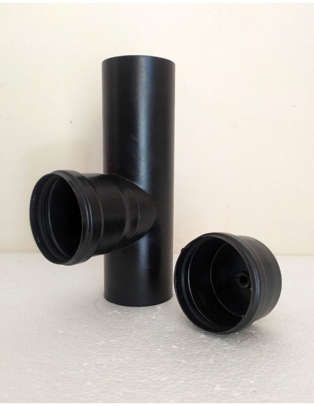Raccordo-a-T-90°-con-tappo-di-scarico-acciaio-nero-per-stufe-a-pellet-3