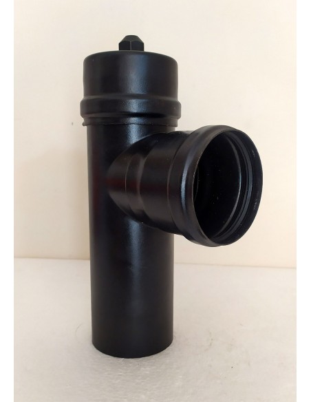 Raccordo-a-T-90°-con-tappo-di-scarico-acciaio-nero-per-stufe-a-pellet-5