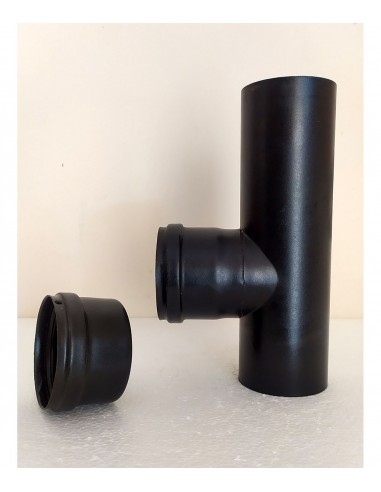 Raccordo-a-T-90°-con-tappo-cieco-acciaio-nero-per-stufe-a-pellet-1